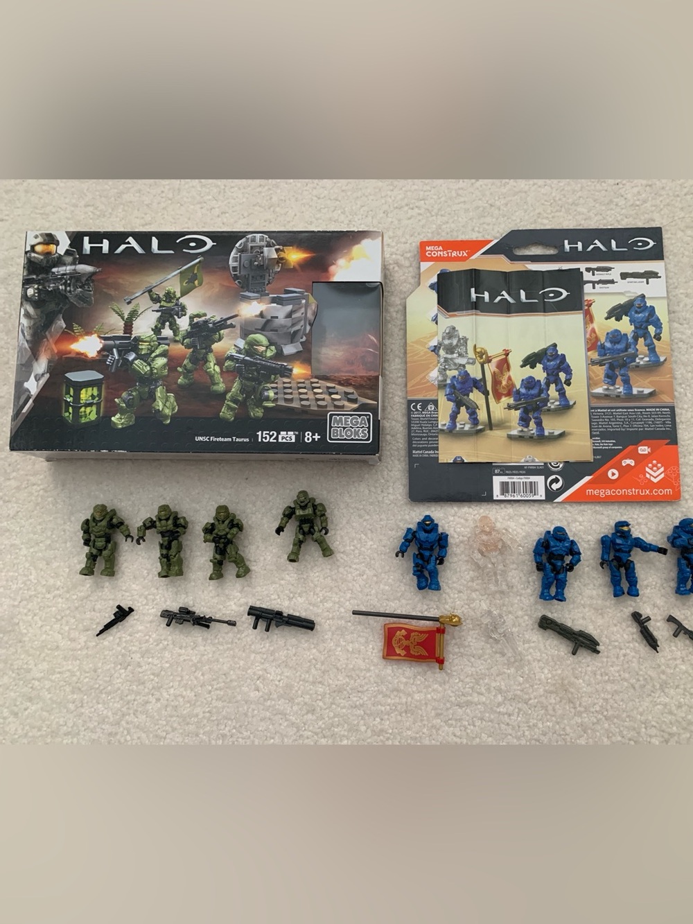 Lot of 2 Mega Construx Halo Blue Spartan FNR84 &  UNSC Firearm Taurus CNG63